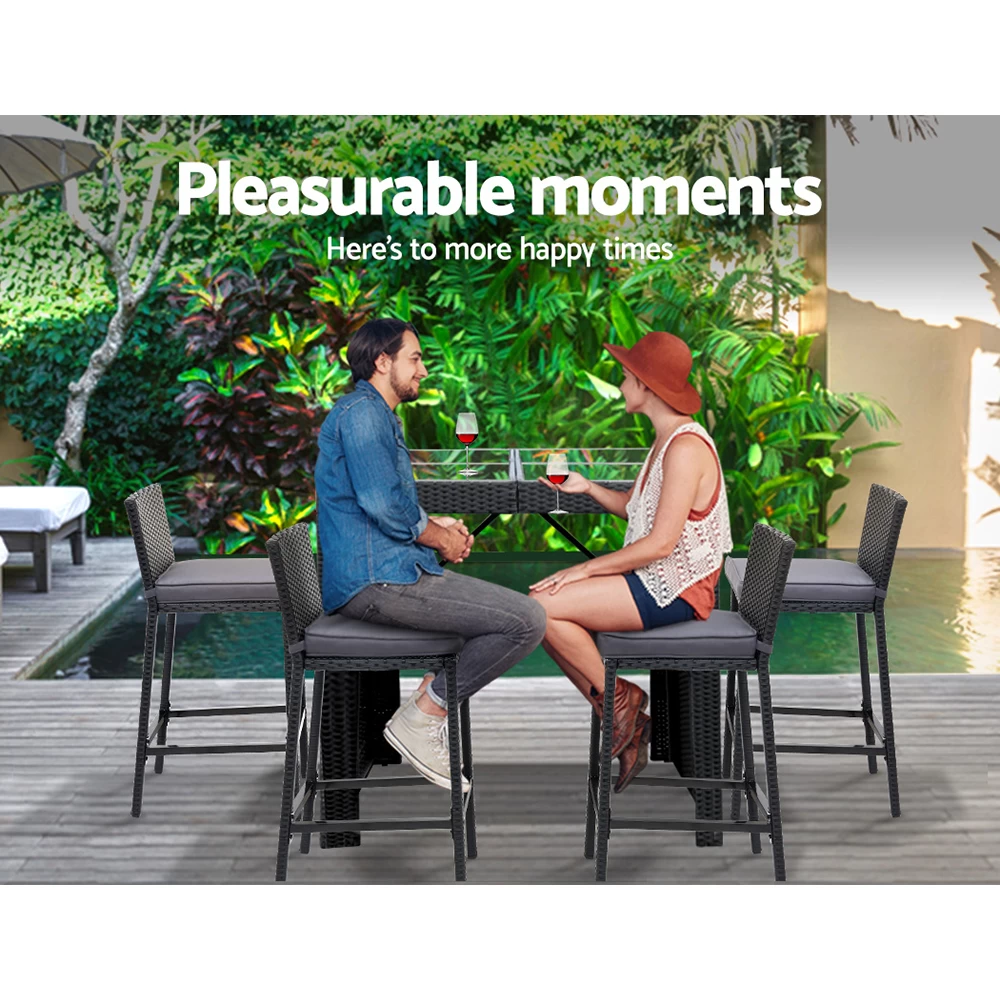 Gardeon Outdoor Bar Set Table Chairs Stools Rattan Patio Furniture 4 Seaters 5 Gardeon Outdoor Bar Set Table Chairs Stools Rattan Patio Furniture 4 Seaters - Image 3