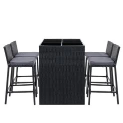 Gardeon Outdoor Bar Set Table Chairs Stools Rattan Patio Furniture 4 Seaters 12 Gardeon Outdoor Bar Set Table Chairs Stools Rattan Patio Furniture 4 Seaters -Furniture Shop FF BARSET BACK BK 5AB 03