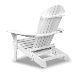Gardeon Foldable Adirondack Beach Chair – White -Furniture Shop FF BEACH NTLCHAIR WH 02