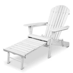 Gardeon Adirondack Beach Chair With Ottoman – White