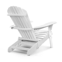 Gardeon Adirondack Beach Chair With Ottoman – White -Furniture Shop FF BEACH NTLCHOTTO WH 02