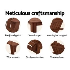 Gardeon Outdoor Sun Lounge Beach Chairs Table Setting Wooden Adirondack Patio Brown Chair -Furniture Shop FF BEACH UF CH BR 03