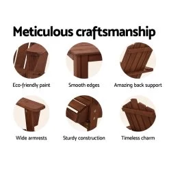 Gardeon Outdoor Sun Lounge Beach Chairs Table Setting Wooden Adirondack Patio Chair Brwon 12 Gardeon Outdoor Sun Lounge Beach Chairs Table Setting Wooden Adirondack Patio Chair Brwon -Furniture Shop FF BEACH UF CH BR 3PC 03