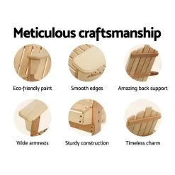 Gardeon Outdoor Sun Lounge Beach Chairs Table Setting Wooden Adirondack Patio Chair Light Wood Tone -Furniture Shop FF BEACH UF CH NW 03