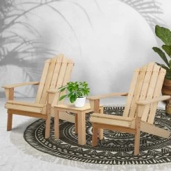 Gardeon Outdoor Sun Lounge Beach Chairs Table Setting Wooden Adirondack Patio Natural Wood Chair 15 Gardeon Outdoor Sun Lounge Beach Chairs Table Setting Wooden Adirondack Patio Natural Wood Chair -Furniture Shop FF BEACH UF CH NW 3PC 06
