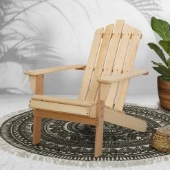 Gardeon Outdoor Sun Lounge Beach Chairs Table Setting Wooden Adirondack Patio Chair Light Wood Tone -Furniture Shop FF BEACH UF CH NW 99