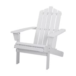 Gardeon Outdoor Sun Lounge Beach Chairs Table Setting Wooden Adirondack Patio – White