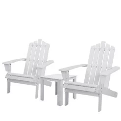 Gardeon Outdoor Sun Lounge Beach Chairs Table Setting Wooden Adirondack Patio Chair White