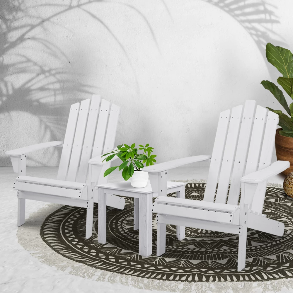 Gardeon Outdoor Sun Lounge Beach Chairs Table Setting Wooden Adirondack Patio Chair White 9 Gardeon Outdoor Sun Lounge Beach Chairs Table Setting Wooden Adirondack Patio Chair White - Image 7