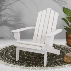 Gardeon Outdoor Sun Lounge Beach Chairs Table Setting Wooden Adirondack Patio – White -Furniture Shop FF BEACH UF CH WH 99