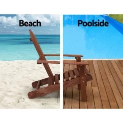 Gardeon Outdoor Sun Lounge Beach Chairs Table Setting Wooden Adirondack Patio Lounges Chair -Furniture Shop FF BEACH UF CHTB BR 04