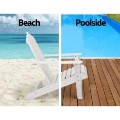Gardeon Outdoor Sun Lounge Beach Chairs Table Setting Wooden Adirondack Patio Chair Lounges 13 Gardeon Outdoor Sun Lounge Beach Chairs Table Setting Wooden Adirondack Patio Chair Lounges -Furniture Shop FF BEACH UF CHTB WH 04