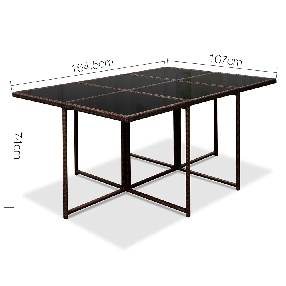 Gardeon 11 Piece PE Wicker Outdoor Dining Set – Brown & White 4 Gardeon 11 Piece PE Wicker Outdoor Dining Set – Brown & White - Image 2