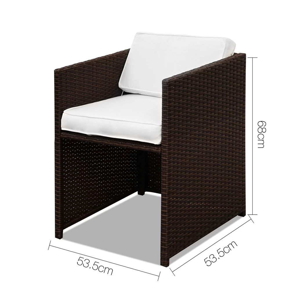 Gardeon 11 Piece PE Wicker Outdoor Dining Set – Brown & White 5 Gardeon 11 Piece PE Wicker Outdoor Dining Set – Brown & White - Image 3