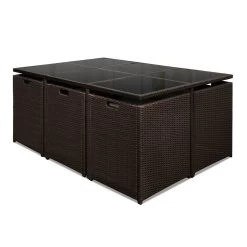 Gardeon 11 Piece PE Wicker Outdoor Dining Set – Brown & White 19 Gardeon 11 Piece PE Wicker Outdoor Dining Set – Brown & White -Furniture Shop FF DINING 11SET BR 06