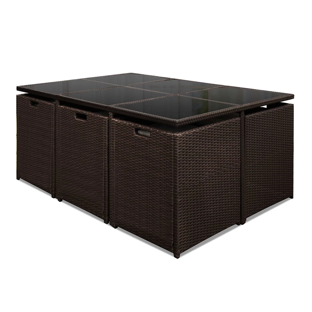 Gardeon 11 Piece PE Wicker Outdoor Dining Set – Brown & White 9 Gardeon 11 Piece PE Wicker Outdoor Dining Set – Brown & White - Image 7