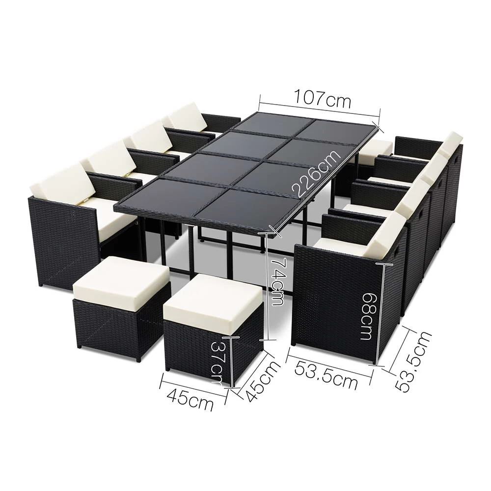 Gardeon 13 Piece Wicker Outdoor Dining Table Set 4 Gardeon 13 Piece Wicker Outdoor Dining Table Set - Image 2