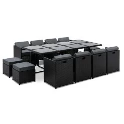 Gardeon 13 Piece Wicker Outdoor Dining Table Set 17 Gardeon 13 Piece Wicker Outdoor Dining Table Set -Furniture Shop FF DINING 13 BK ABCDE 02