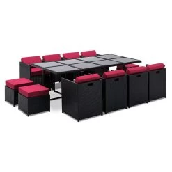 Gardeon 13 Piece Wicker Outdoor Dining Table Set 18 Gardeon 13 Piece Wicker Outdoor Dining Table Set -Furniture Shop FF DINING 13 BK ABCDE 03