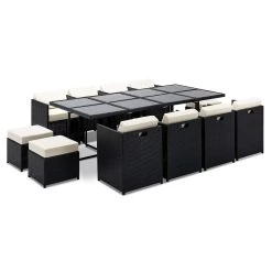 Gardeon 13 Piece Wicker Outdoor Dining Table Set 19 Gardeon 13 Piece Wicker Outdoor Dining Table Set -Furniture Shop FF DINING 13 BK ABCDE 04