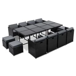 Gardeon 13 Piece Wicker Outdoor Dining Table Set 22 Gardeon 13 Piece Wicker Outdoor Dining Table Set -Furniture Shop FF DINING 13 BK ABCDE 07