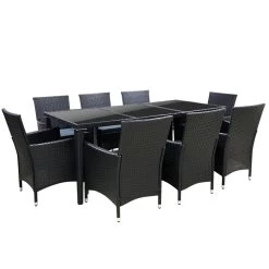 Gardeon 9 Piece Outdoor Dining Set – Black