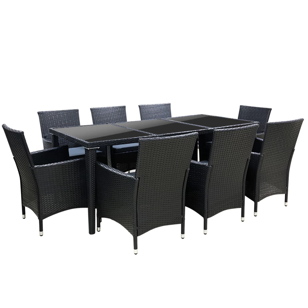 Gardeon 9 Piece Outdoor Dining Set – Black 3 Gardeon 9 Piece Outdoor Dining Set – Black