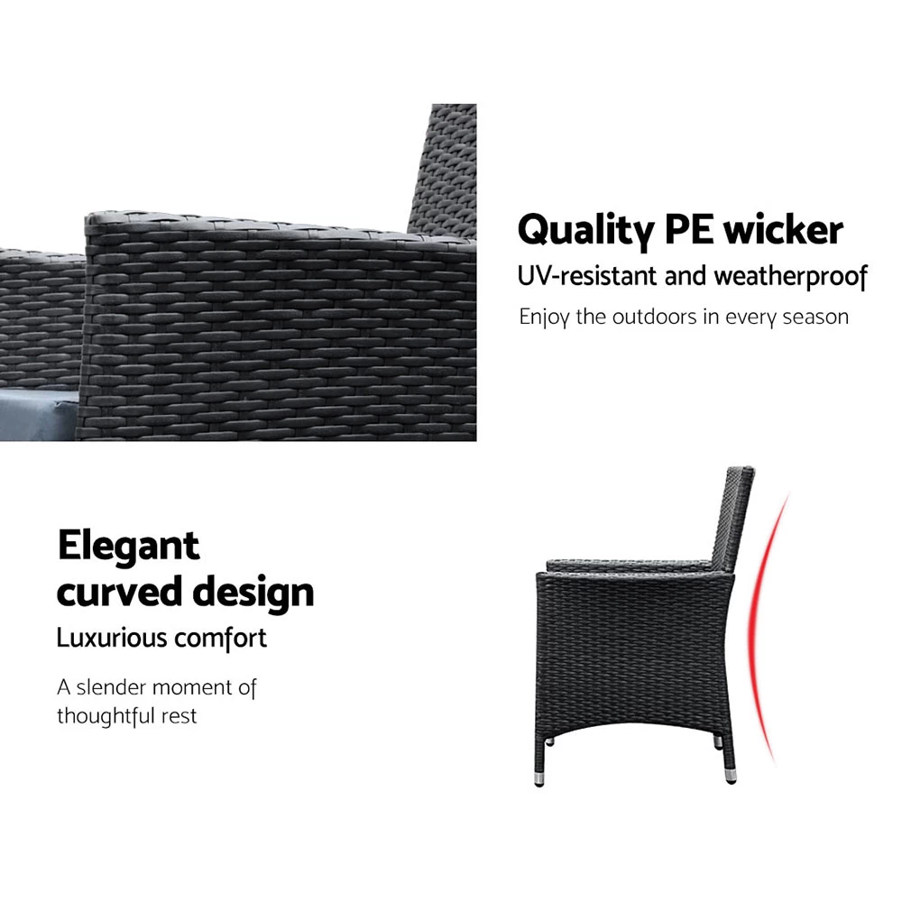 Gardeon 9 Piece Outdoor Dining Set – Black 7 Gardeon 9 Piece Outdoor Dining Set – Black - Image 5