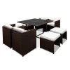 Gardeon 9 Piece Wicker Outdoor Dining Set – Brown & White -Furniture Shop FF DINING 9SET BR 00