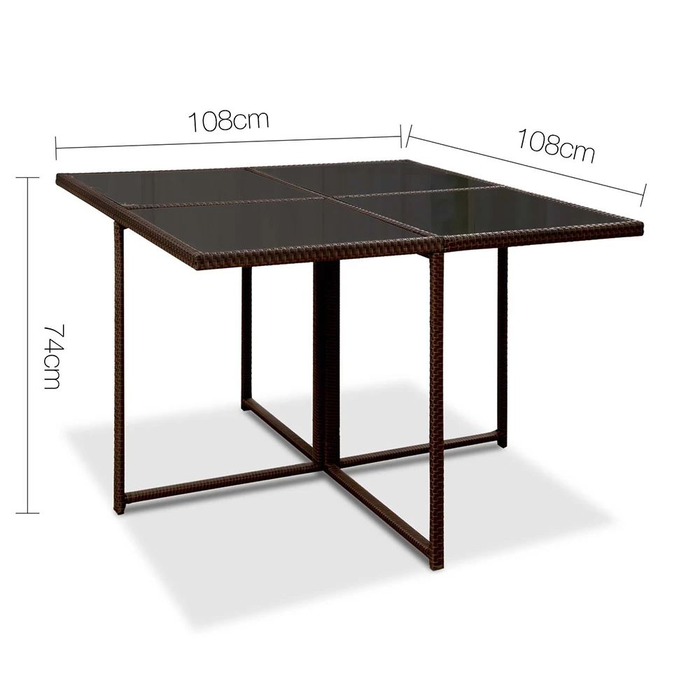 Gardeon 9 Piece Wicker Outdoor Dining Set – Brown & White 4 Gardeon 9 Piece Wicker Outdoor Dining Set – Brown & White - Image 2