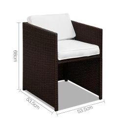 Gardeon 9 Piece Wicker Outdoor Dining Set – Brown & White 16 Gardeon 9 Piece Wicker Outdoor Dining Set – Brown & White -Furniture Shop FF DINING 9SET BR 02