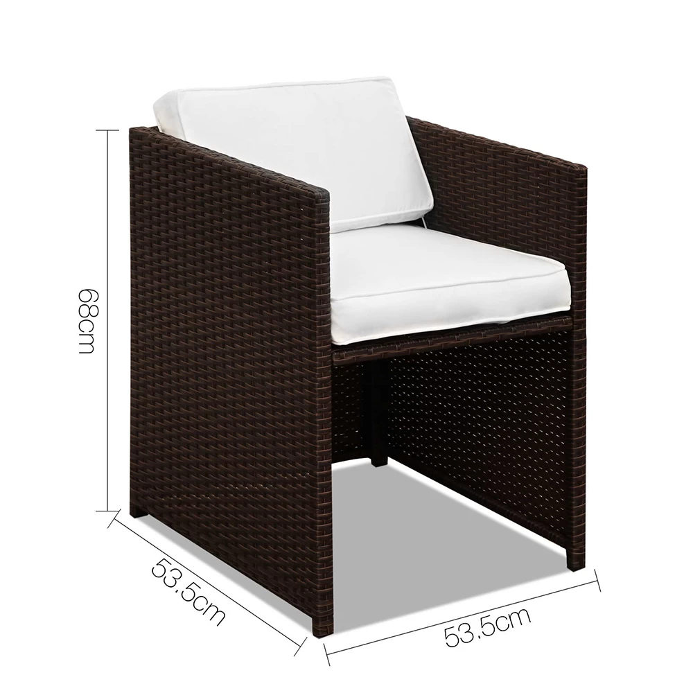 Gardeon 9 Piece Wicker Outdoor Dining Set – Brown & White 5 Gardeon 9 Piece Wicker Outdoor Dining Set – Brown & White - Image 3