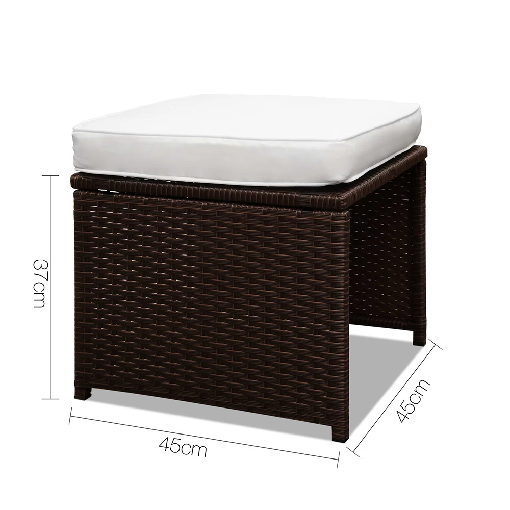 Gardeon 9 Piece Wicker Outdoor Dining Set – Brown & White 6 Gardeon 9 Piece Wicker Outdoor Dining Set – Brown & White - Image 4