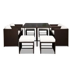 Gardeon 9 Piece Wicker Outdoor Dining Set – Brown & White 18 Gardeon 9 Piece Wicker Outdoor Dining Set – Brown & White -Furniture Shop FF DINING 9SET BR 04