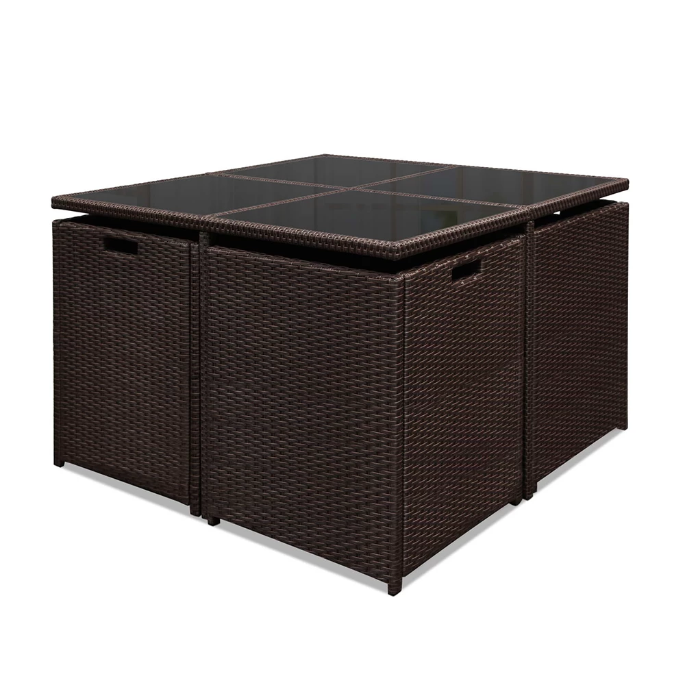 Gardeon 9 Piece Wicker Outdoor Dining Set – Brown & White 10 Gardeon 9 Piece Wicker Outdoor Dining Set – Brown & White - Image 8