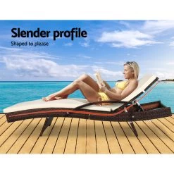 Gardeon Set Of 2 Sun Lounge Outdoor Furniture Day Bed Rattan Wicker Lounger Patio -Furniture Shop FF LOUNGE ARM BRX2 02