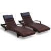 Gardeon Sun Lounge Outdoor Furniture Wicker Lounger Rattan Day Bed Garden Patio Brown -Furniture Shop FF LOUNGE ARM P BRX2 00