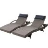 Gardeon Set Of 2 Sun Lounge Outdoor Furniture Wicker Lounger Rattan Day Bed Garden Patio Grey -Furniture Shop FF LOUNGE ARM P GEX2 16317 00