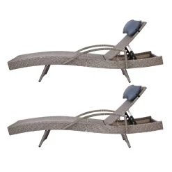 Gardeon Set Of 2 Sun Lounge Outdoor Furniture Wicker Lounger Rattan Day Bed Garden Patio Grey 12 Gardeon Set Of 2 Sun Lounge Outdoor Furniture Wicker Lounger Rattan Day Bed Garden Patio Grey -Furniture Shop FF LOUNGE ARM P GEX2 16317 02