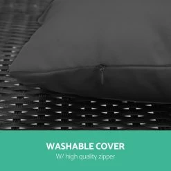 Gardeon Outdoor Wicker Sun Lounge – Black -Furniture Shop FF LOUNGE WA BK 04