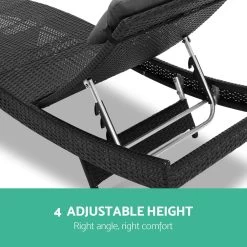 Gardeon Outdoor Wicker Sun Lounge – Black -Furniture Shop FF LOUNGE WA BK 05