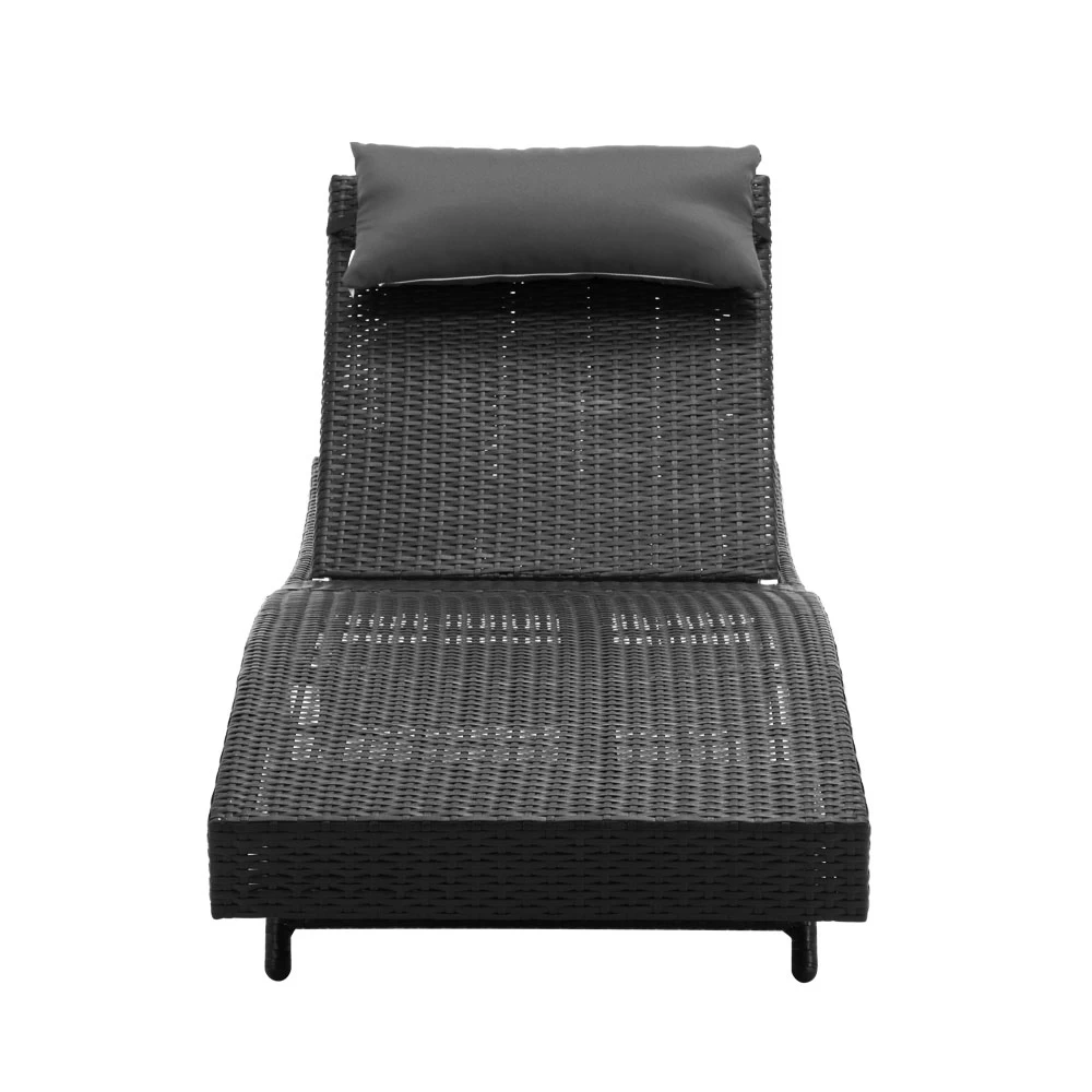 Gardeon Outdoor Sun Lounge Setting Wicker Lounger Day Bed Rattan Patio Furniture Black 5 Gardeon Outdoor Sun Lounge Setting Wicker Lounger Day Bed Rattan Patio Furniture Black - Image 3