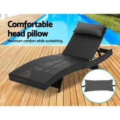 Gardeon Outdoor Sun Lounge Setting Wicker Lounger Day Bed Rattan Patio Furniture Black 16 Gardeon Outdoor Sun Lounge Setting Wicker Lounger Day Bed Rattan Patio Furniture Black -Furniture Shop FF LOUNGE WA BK2X 06
