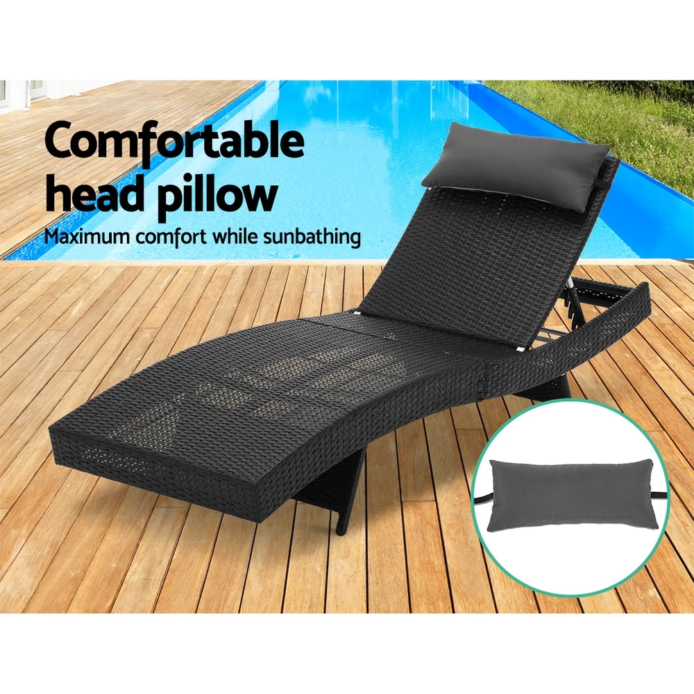 Gardeon Outdoor Sun Lounge Setting Wicker Lounger Day Bed Rattan Patio Furniture Black 9 Gardeon Outdoor Sun Lounge Setting Wicker Lounger Day Bed Rattan Patio Furniture Black - Image 7