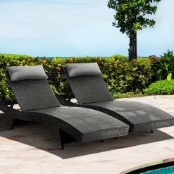 Gardeon Outdoor Sun Lounge Setting Wicker Lounger Day Bed Rattan Patio Furniture Black 17 Gardeon Outdoor Sun Lounge Setting Wicker Lounger Day Bed Rattan Patio Furniture Black -Furniture Shop FF LOUNGE WA BK2X 07