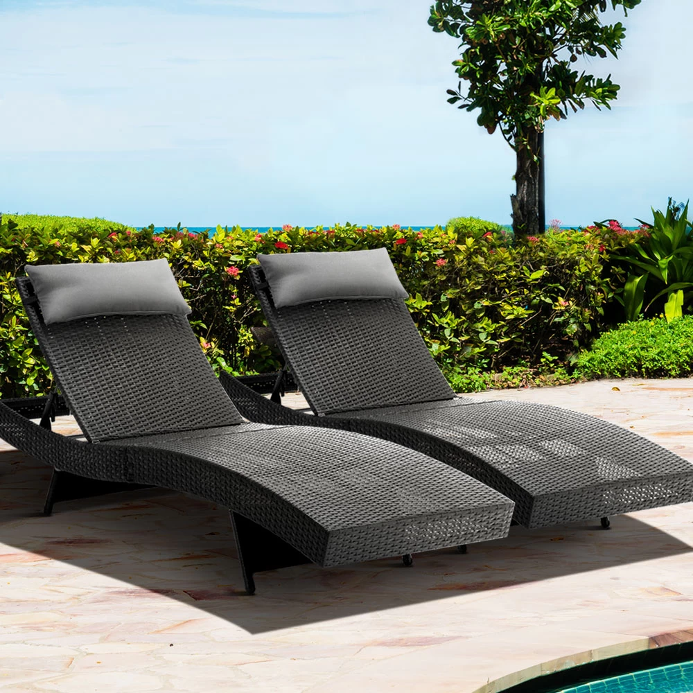 Gardeon Outdoor Sun Lounge Setting Wicker Lounger Day Bed Rattan Patio Furniture Black 10 Gardeon Outdoor Sun Lounge Setting Wicker Lounger Day Bed Rattan Patio Furniture Black - Image 8