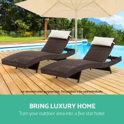 Gardeon Outdoor Wicker Sun Lounge – Brown -Furniture Shop FF LOUNGE WA BR 03
