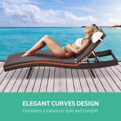 Gardeon Outdoor Wicker Sun Lounge – Brown -Furniture Shop FF LOUNGE WA BR 04