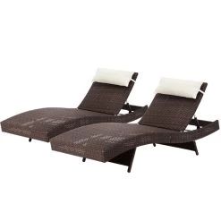 Gardeon Outdoor Sun Lounge Setting Wicker Lounger Day Bed Rattan Patio Furniture Brown -Furniture Shop FF LOUNGE WA BR2X 00
