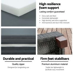 Gardeon Sun Lounge Wicker Lounger Day Bed Wheel Patio Outdoor Furniture Setting -Furniture Shop FF LOUNGE WD GE 06